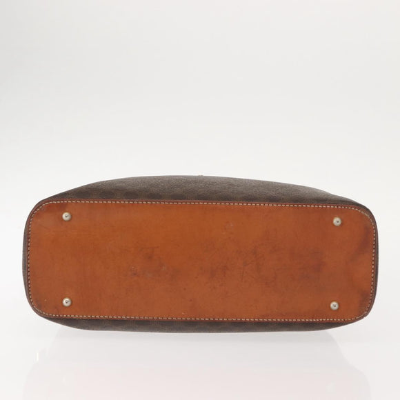 CELINE Macadam Canvas Hand Bag PVC Leather Brown Gold Auth ki6132