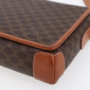 CELINE Macadam Canvas Shoulder Bag PVC Leather Brown Gold Auth ki6135-15