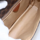 CELINE Macadam Canvas Shoulder Bag PVC Leather Brown Gold Auth ki6135-10