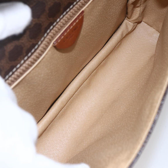 CELINE Macadam Canvas Shoulder Bag PVC Leather Brown Gold Auth ki6135