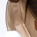 CELINE Macadam Canvas Shoulder Bag PVC Leather Brown Gold Auth ki6135-21