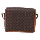 CELINE Macadam Canvas Shoulder Bag PVC Leather Brown Gold Auth ki6135-2