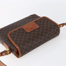 CELINE Macadam Canvas Shoulder Bag PVC Leather Brown Gold Auth ki6135-6