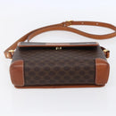 CELINE Macadam Canvas Shoulder Bag PVC Leather Brown Gold Auth ki6135-5