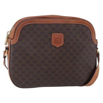 CELINE Macadam Canvas Shoulder Bag PVC Leather Brown Gold Auth ki6137