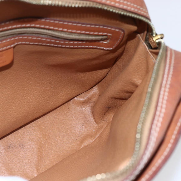 CELINE Macadam Canvas Shoulder Bag PVC Leather Brown Gold Auth ki6137