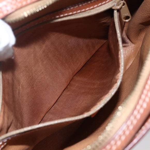 CELINE Macadam Canvas Shoulder Bag PVC Leather Brown Gold Auth ki6137