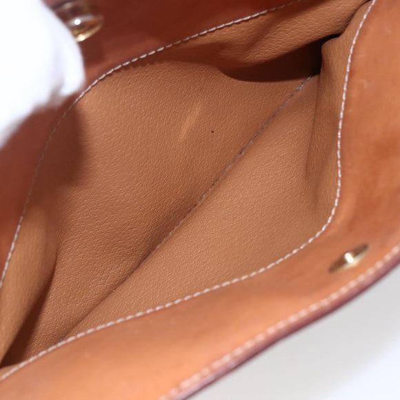 CELINE Macadam Canvas Shoulder Bag PVC Leather Brown Gold Auth ki6137