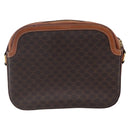 CELINE Macadam Canvas Shoulder Bag PVC Leather Brown Gold Auth ki6137-2