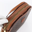 CELINE Macadam Canvas Shoulder Bag PVC Leather Brown Gold Auth ki6137-6