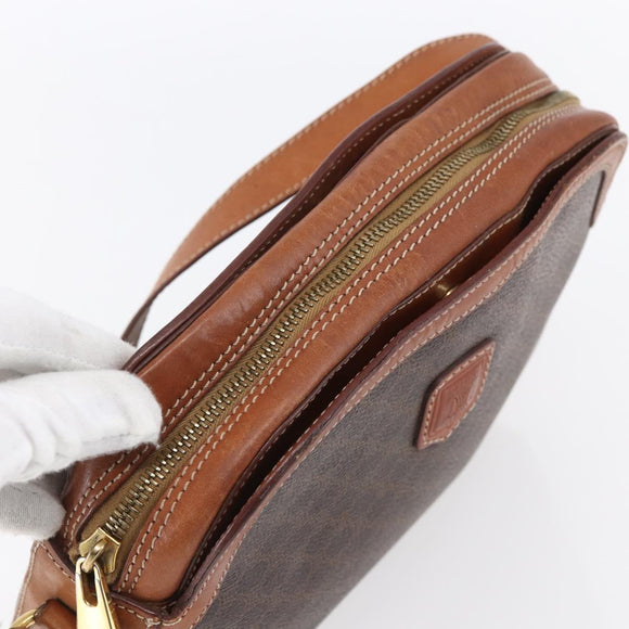 CELINE Macadam Canvas Shoulder Bag PVC Leather Brown Gold Auth ki6137