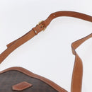 CELINE Macadam Canvas Shoulder Bag PVC Leather Brown Gold Auth ki6137-8