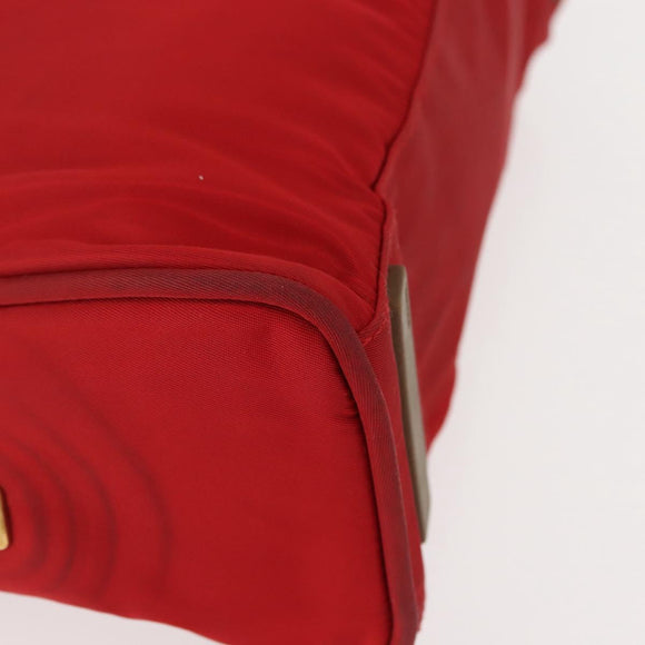 PRADA Hand Bag Nylon Red Gold Auth ki6141
