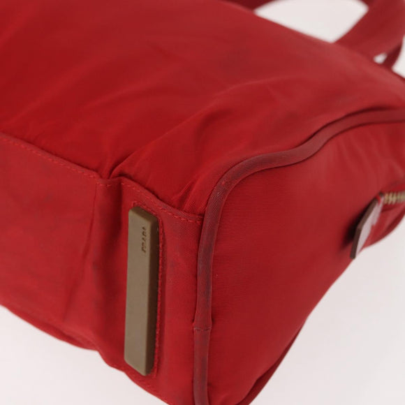 PRADA Hand Bag Nylon Red Gold Auth ki6141
