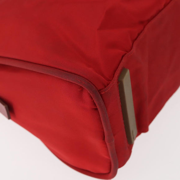 PRADA Hand Bag Nylon Red Gold Auth ki6141