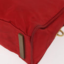PRADA Hand Bag Nylon Red Gold Auth ki6141-13