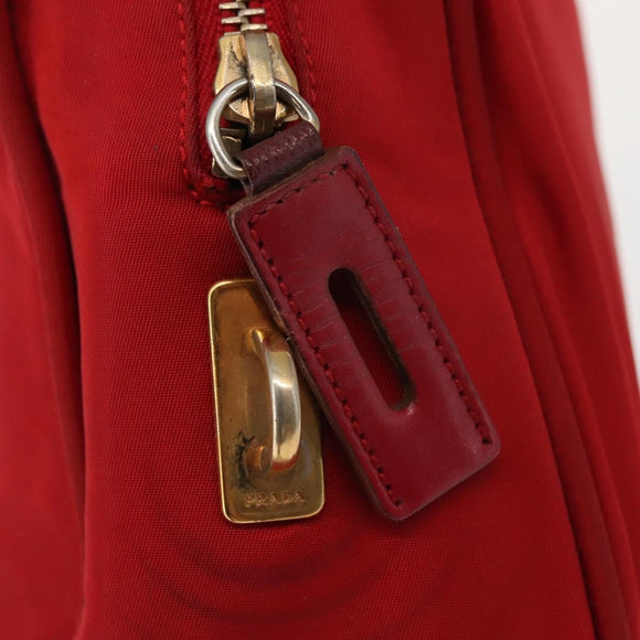 PRADA Hand Bag Nylon Red Gold Auth ki6141