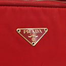 PRADA Hand Bag Nylon Red Gold Auth ki6141-15