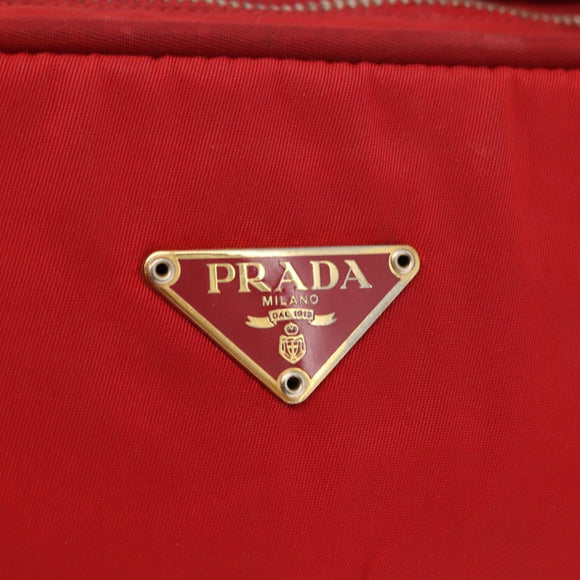 PRADA Hand Bag Nylon Red Gold Auth ki6141