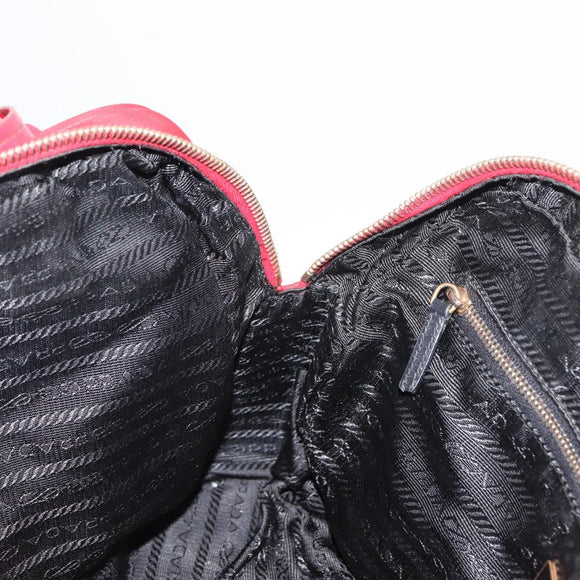 PRADA Hand Bag Nylon Red Gold Auth ki6141