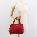 PRADA Hand Bag Nylon Red Gold Auth ki6141-24