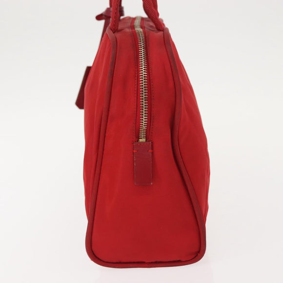PRADA Hand Bag Nylon Red Gold Auth ki6141
