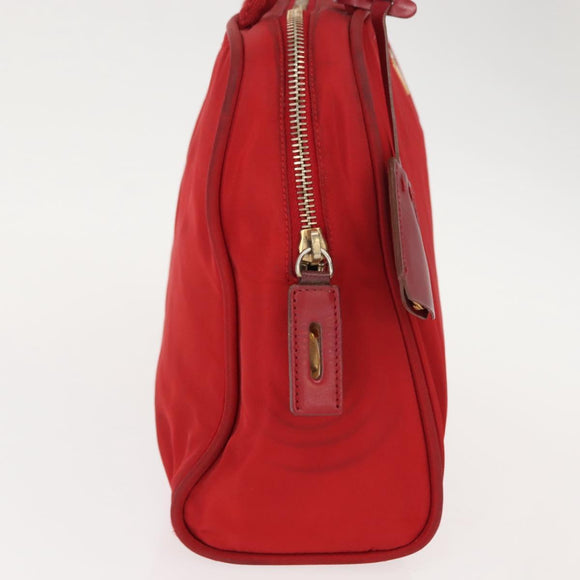 PRADA Hand Bag Nylon Red Gold Auth ki6141