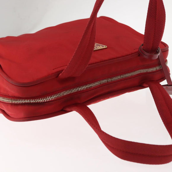PRADA Hand Bag Nylon Red Gold Auth ki6141