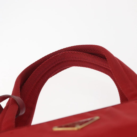 PRADA Hand Bag Nylon Red Gold Auth ki6141