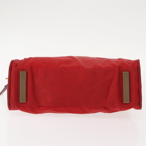 PRADA Hand Bag Nylon Red Gold Auth ki6141