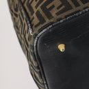 FENDI Zucca Canvas Boston Bag Black Brown gold Auth ki6142-13