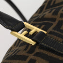 FENDI Zucca Canvas Boston Bag Black Brown gold Auth ki6142-14