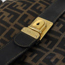 FENDI Zucca Canvas Boston Bag Black Brown gold Auth ki6142-15