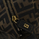 FENDI Zucca Canvas Boston Bag Black Brown gold Auth ki6142-17
