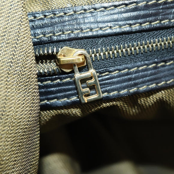 FENDI Zucca Canvas Boston Bag Black Brown gold Auth ki6142