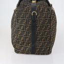 FENDI Zucca Canvas Boston Bag Black Brown gold Auth ki6142-4