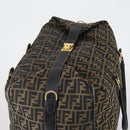 FENDI Zucca Canvas Boston Bag Black Brown gold Auth ki6142-6