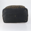 FENDI Zucca Canvas Boston Bag Black Brown gold Auth ki6142-9
