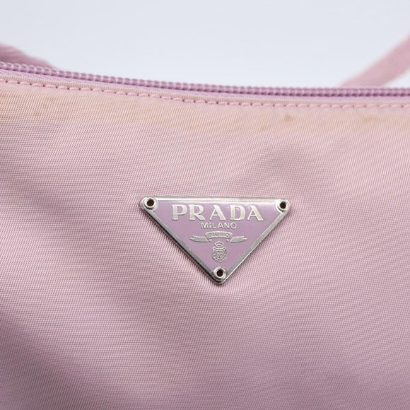 PRADA Accessory Pouch Nylon Pink Silver Auth ki6145