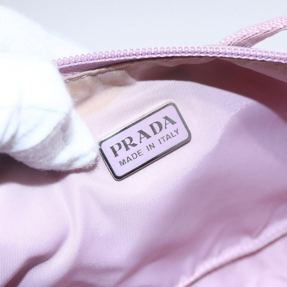 PRADA Accessory Pouch Nylon Pink Silver Auth ki6145