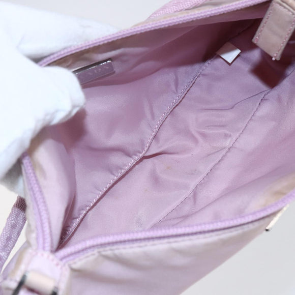 PRADA Accessory Pouch Nylon Pink Silver Auth ki6145