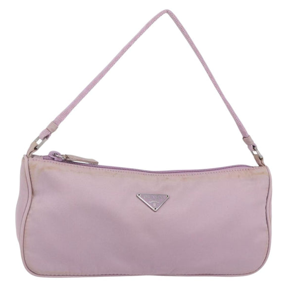 PRADA Accessory Pouch Nylon Pink Silver Auth ki6145