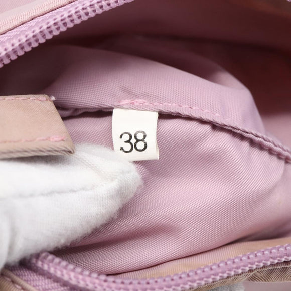 PRADA Accessory Pouch Nylon Pink Silver Auth ki6145