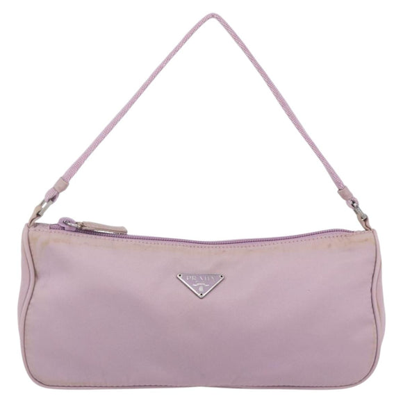 PRADA Accessory Pouch Nylon Pink Silver Auth ki6145