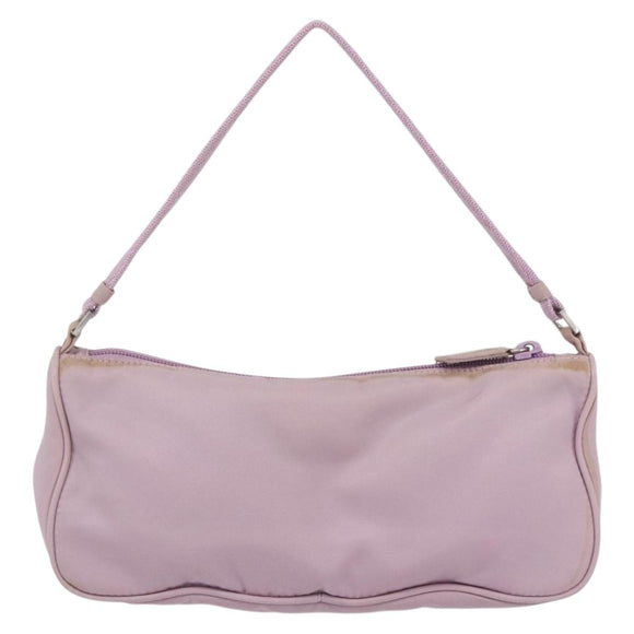 PRADA Accessory Pouch Nylon Pink Silver Auth ki6145