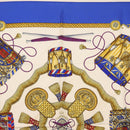 HERMES Carre 90 Scarf ""LES TAMBOURS"" Silk Blue Auth ki6146-3