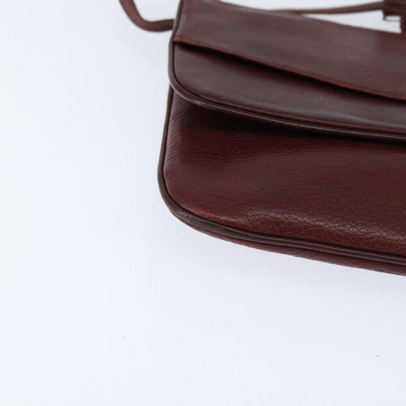 CARTIER Must Line Shoulder Bag Leather Bordeaux Gold Auth ki6147