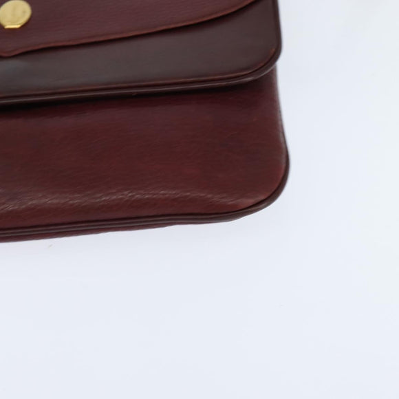 CARTIER Must Line Shoulder Bag Leather Bordeaux Gold Auth ki6147