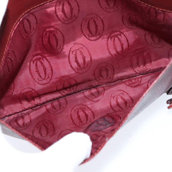 CARTIER Must Line Shoulder Bag Leather Bordeaux Gold Auth ki6147