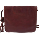 CARTIER Must Line Shoulder Bag Leather Bordeaux Gold Auth ki6147-3